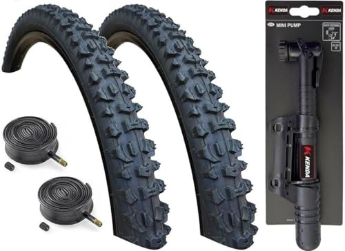 Kenda Smoke 26 x 2.10 Mountain Bike Tyres with Schrader Valve Inner Tubes (PACK OF 2) + MINI PUMP