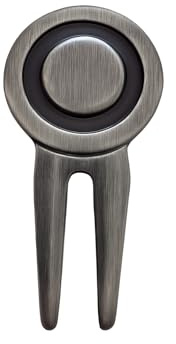 Forchetta da golf in acciaio inox argento | Divot Tool per la cura del verde | Con pennarello magnetico | Pratico e adatto per il golf