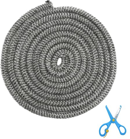 TNSLAND Guarnizione per Porta Stufa 8 mm X 2,5 m Nastro Sigillante In Fibra di Vetro per Caminetti Resistente Al Calore Ignifugo Cordone, per Stufe, Affumicatori, Porte di Caminetti, con Forbici