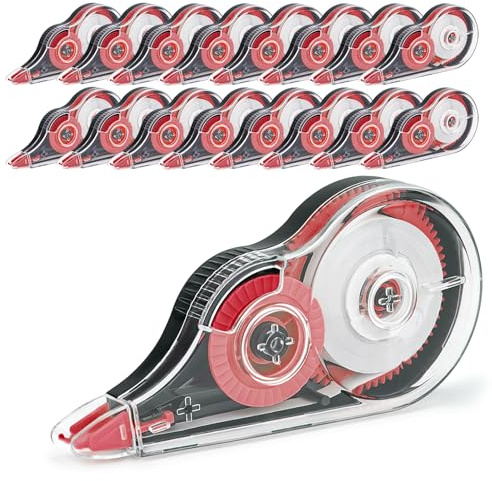 JEFURE Bianchetto a Nastro 16 Pezzi, 12m x 5mm Correttore a Nastro, Mini Scolorina Nastro con Copertura Protettiva e Rullo Adesivo, Cancellina Nastro Perfetto per Scuole e Uffici (Rosso)