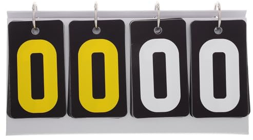 PRETYZOOM Marcador Giratorio para Deportes Pequeño de Plástico Negro y Amarillo, Contador de Puntuación Manual de 4 Dígitos para Billar, Tenis de Mesa y Ping Pong, Tablero Portátil para Uso