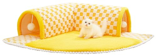 Tunnel per gatti con, area giochi rimovibile per animali domestici, con fondo antiscivolo, tunnel Peekaboo per gattini, cuccioli, coniglietti, sonnecchiare, riposare, giocare