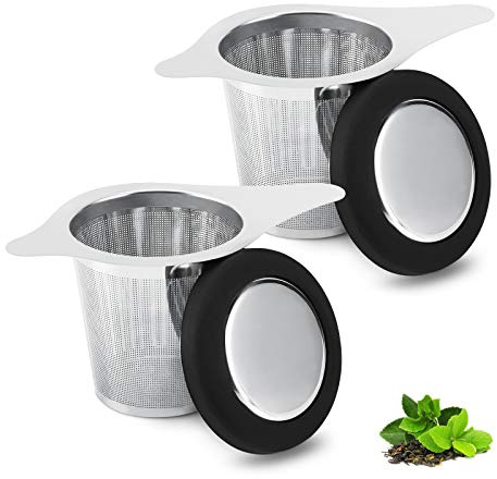 Two Pack Tea Infuser Basket Stainless Steel Tea Strainer Tea Filter With Small Strainer And Lid Tea Diffuser For Loose Tea Superior Brewing Experience (Two pack silver)