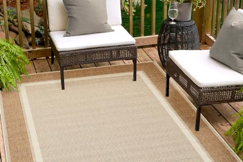 andiamo In- und Outdoor Teppich Arizona - Pflegeleichter Balkon Teppich Outdoorteppich, Küchenteppich - Größe: 240 x 340 cm, Farbe: Beige
