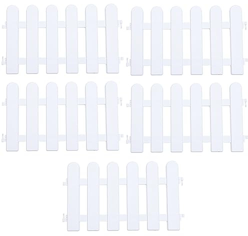 5PCS White Plastic Fence Picket Fence for Christmas Xmas Tree Wedding Party Decoration Decor White Picket Garden Border Edging for Grass Lawn Landscape Pathways (50 X 30CM)