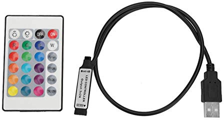 Eujgoov 5-24V USB RGB LED Strip Lights Telecomando Dimmer Effetto Lampada con 24 Tasti Wireless Controll(0.5 m)