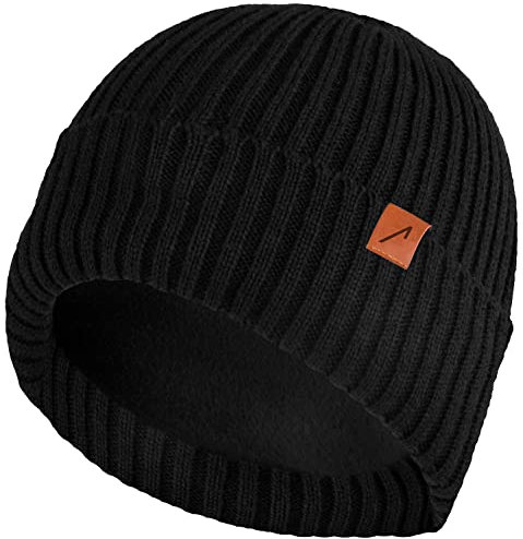 ACE Winter-Mütze - Strick-Mütze mit 3M Thinsulate-Futter für Erwachsene - Woll-Beanie für Damen & Herren - Schwarz