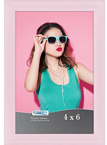 Icona Bay - Cadre photo rose pastel 10x15 cm - Cadre photo en bois massif coloré style scandinave pour photo - Collection Pizzazz