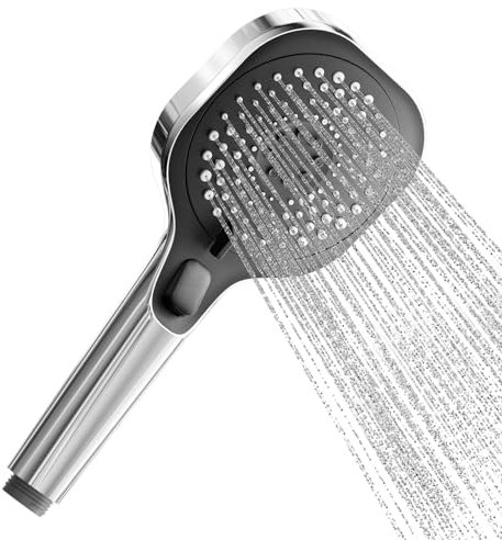 Cobbe Duschkopf mit Stoppfunktion, Duschkopf Wassersparend Duschbrause mit Wasserstop, Brausekopf Handbrause Dusche mit 3 Strahlarten, Chrom