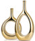 LCCCK 30 cm Hoch Vase Gold Satz Von 2, Modern Keramik Vasen Klein Tischdeko, Boho Rund Vasen Pampasgras Deko, Ikebana Vase für Wohnzimmer, Fensterbank, Esstisch und Home Deko Modernes