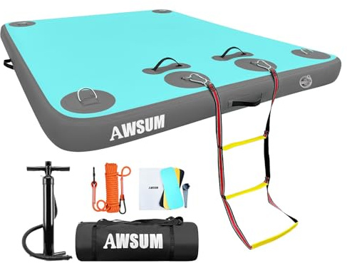 AWSUM Inflatable Floating Dock Air Dock Platform, 6ft x 5ft Floating Island Raft with Non-Slip Surface for Lake Pool Beach Ocean