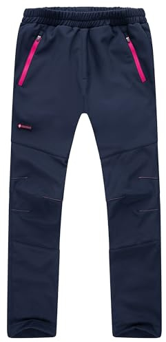 Höhenhorn Tiegun - Pantaloni softshell per bambini, per attività all'aria aperta, imbottiti, da snowboard, blu scuro/rosa, 140