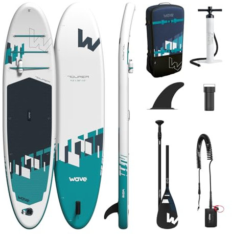 Wave Tourer Inflatable Stand Up Paddleboard | Premium SUP with Anti-Air Leaking Design, Non-Slip Deck, and Complete Accessories (White, 2.0 Model | 10'3ft)