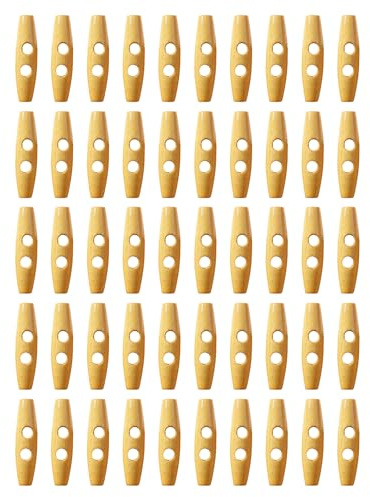 50 Botones de Madera para Manualidades y Costura - Decorativos para Camisas, Ropa y Abrigos - Ovalados de 2 Agujeros