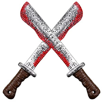 SMELEYOU 2 Pcs Halloween Bloody Machete Toy Butcher Cutter Prop Fake Machete Costume Prop Realistic Bloody Machete Accessory Bleeding CutterGag Toy for Halloween Cosplay Party