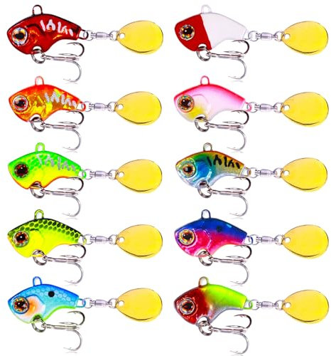 Jig Spinner Set, 10 Stück Spinner Angeln Angelköder Set,9g Angelköder, Kunstköder, Spinnköder, Künstlicher Köder, Hecht Köder, Spinnerbait, Angelhaken für Barsch, Hecht, Zander, Wels, Döbel
