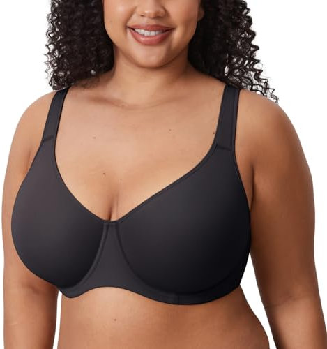 Delimira Women's Inbarely Plus Seamless Body and Bra Full Coverage Plus Size Unlined Underwire Black 40G