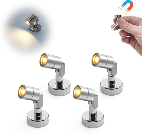 Suzeyar Metal Miniature LED Light,Tiny Spot Lights with Magnet Base,Battery Operated LED Lights,Wireless Miniature Spot Light for Artwork Painting,Jewelry Showcase,DIY Hand Craft (Warm White)