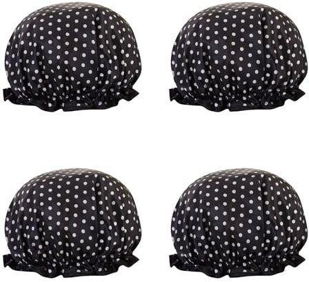 4 Bonnets de Douche en Satin - Grand Modèle Imperméable à Double Couche pour Cheveux Longs, Accessoire de Bain Réutilisable pour Femmes, Hommes & Enfants, Qualité Spa