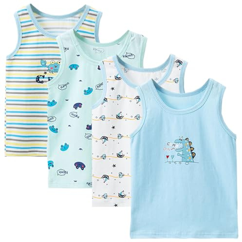 Lohhbve 2-10 Years Boys Vest 4 Pack Kids Tank Tops Cotton Shirt Sleeveless Soft Breathable Toddler Children Undershirts
