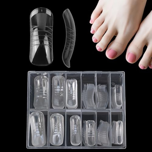 BOXOB 120 Pezzi Formine per Unghie in Polygel Kit, Formine Doppie Dita dei Piedi Riutilizzabili Stampi Estensione Unghie per Polygel Pedicure Fai Da Te a Casa e Uso in Salone
