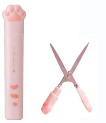 Pink Cat Paw Scissors, Folding Pocket s Multifunctional Craft, Hand Cutters Mini Arts, Crafts and Sewing Scissors