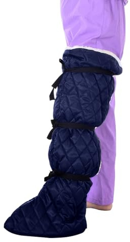 POONGURY Wheelchair Winter Leg Warmers, Cast-Friendly Windproof Sleeves with Adjustable Straps, Ankle-to-Knee Thermal Protection (Navy Blue)