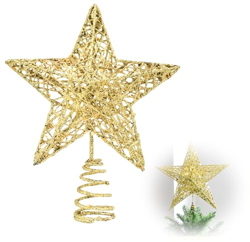 Estrella Dorado en la Copa del árbol, Accesorio de la Copa del árbol de Navidad, Estrella De Navidad Brillante, para el Abeto