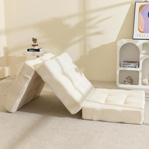 MAXYOYO Colchón plegable, cómodo colchón plegable, espuma viscoelástica extragruesa de 15 cm, colchón de invitados de 3 piezas para cama de invitados, colchón de suelo plegable para sala de estar, 75