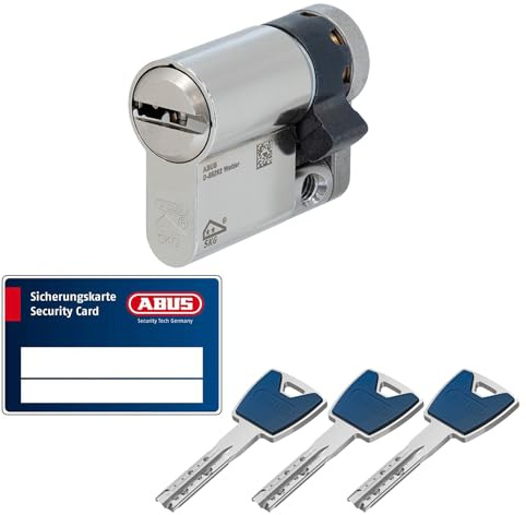 ABUS EC880 låscylinder, modulär halvcylinder 10/30 likvärdig dörrcylinder för ytterdörr och lägenhetsdörr inkl. säkerhetskort