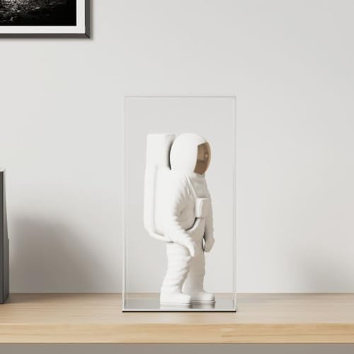 Runheo Vitrine en acrylique - 20 x 20 x 38 cm - Noir transparent - Protection contre la poussière pour objets de collection, figurines, souvenirs, construction sans colle pour comptoir de magasin