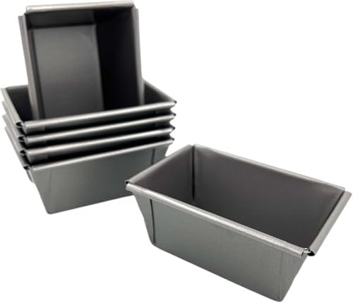 Samuel Groves Great British Bakeware 6 Pack 9cm Mini Superior Double Coated Non-Stick Rectangular Loaf Tin, Mini Cake, Bread, Baking, Oven Safe, Fixed Base, PFOA & BPA Free Cookware, Made in England