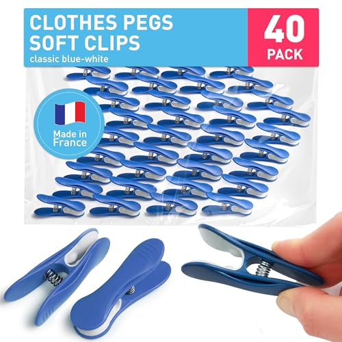 culiclean - Pinzas para la Ropa prémium, Varios Modelos, plástico, Azul clásico y Blanco., 40 Unidades