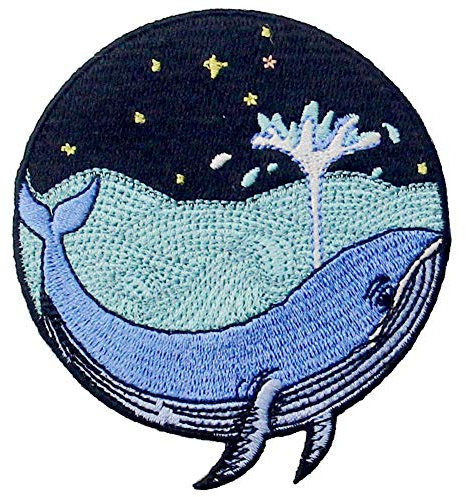 Aufnäher, bestickt, Design: Wal im Meer, zum Aufbügeln oder Aufnähen
