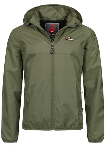 Höhenhorn Rigi Chubasquero con capucha para hombre, chaqueta de ocio para exterior, verde, L