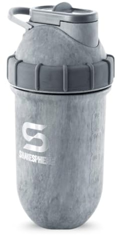 ShakeSphere Stainless Steel Shaker Bottle - 24oz Insulated Protein Shaker Bottle for Hot & Cold Drinks - Ideal for Shakes & Smoothies, Leak-Proof, BPA-Free, No Mixer Ball Needed, Concrete