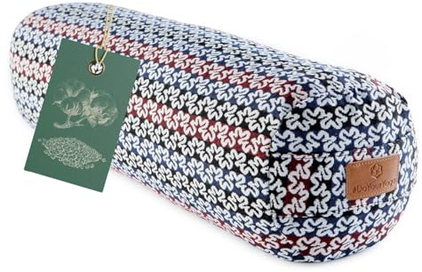 #DoYourYoga Zylinder Yogabolster mit Bio Buchweizenspelz (KBA), 68cm x 22cm, waschbarer Bezug aus Baumwolle & Polyester, Yogakissen Meditations-, Sitz-, Zafukissen für Yin Yoga - Style 17