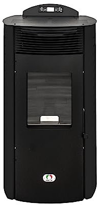 STUFE A PELLET ITALIA Siberia Aria New 15 KW | Pelletöfen Heizt 140m² Effizienz 92% Autonomie 30 Std Programmierbar 5 Geschwindigkeiten und Kräfte 24 Monate Garantie Schwarz