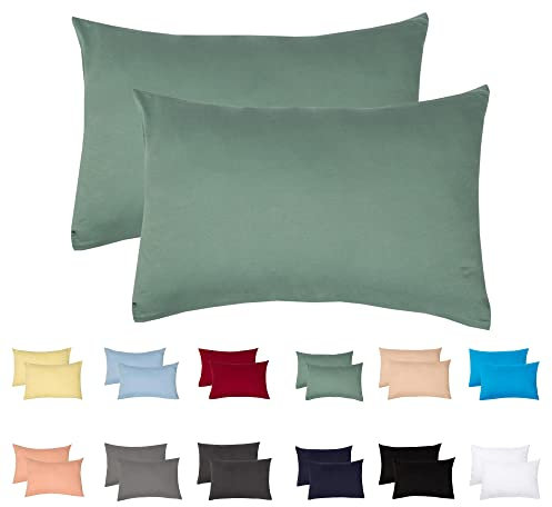 Livessa 2er Set Kissenbezug 40x60 aus%100 Baumwolle Jersey Stoff, Kissenbezüge, 40x60 mit Reißverschluss, Kopfkissenbezug 40x60 cm, Kissenhülle, atmungsaktiv, Oeko-Tex Zertifiziert, Pillow Cover