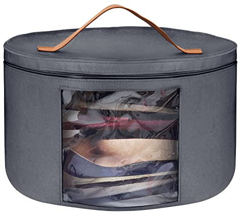 Bestcool Hut-Aufbewahrungsbox mit Deckel, 17-Zoll-Durchmesser Pop-Up-Hutboxen zur Aufbewahrung Große Runde Faltbare Stabile Reise-Hut-Organizer-Box Aufbewahrungstasche mit Griffreißverschluss