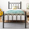 Diahomy Metallbett mit Lattenrost Bettrahmen mit Kopfteil Einzelbett Gästebett Einzelbettgestell 90 x 200 cm, Schwarz