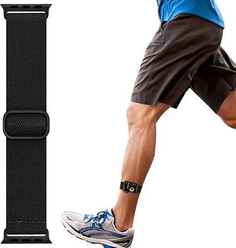 Elastic Ankle/Arm Band Compatible with Apple Watch 49mm 46mm 45mm 44mm 42mm 41mm 40mm 38mm, Breathable Nylon Armband for IWatch Ultra SE Series 11 10 9 8 7 6 5 4 3 2 1, Sport Ankle Strap for Women Men