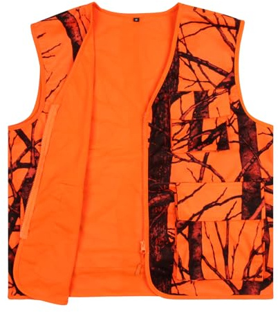 Volein Blaze Orange Hunting Vest with Pocket, Lightweight Deer Hunting Camo Vest for Big Game, M