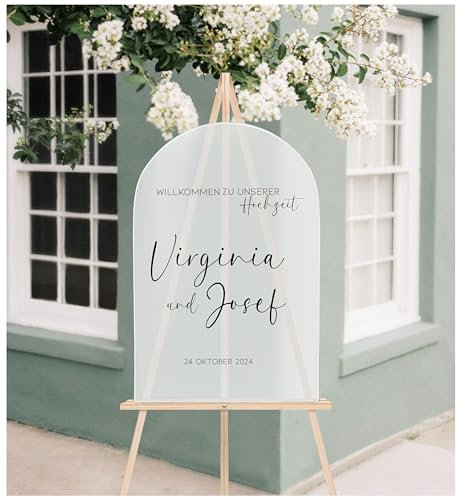 Manschin Laserdesign Willkommensschild Aluverbund personalisiert - Made in Germany - Welcome Willkommen Schild für Hochzeit (80x55cm)