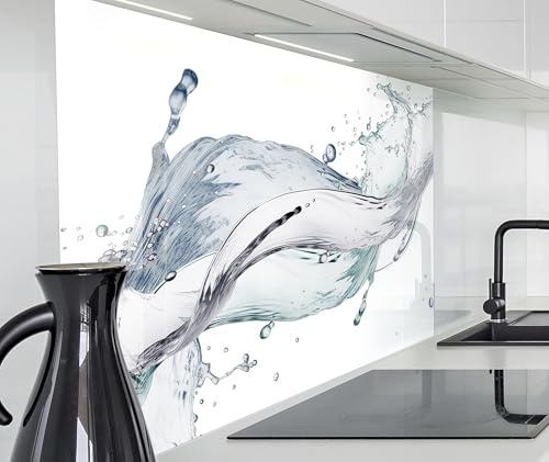 timalo Spritzschutz Wand für Herd, Küche Küchenrückwand Glasoptik | Acryl Glas 2mm | Glasrückwand Acrylglas Wandpaneele Rückwandschutz Platte | 60x52cm Wasserstrudel Splash