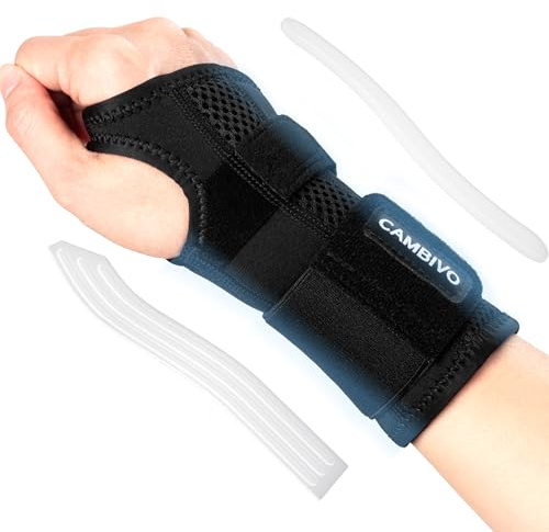 CAMBIVO Handgelenk Bandagen Fitness, Verstellbare Handgelenkstütze mit Metall, Bandage Handgelenk Rechte Linke für Sehnenscheidenentzündung, Verstauchung, Karpaltunnel (Schwarz/Links, S/M)