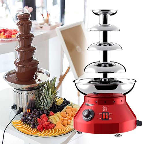Kommersiell chokladfontänmaskin, chokladfontäner för bröllop och fester, chokladfontänmaskin för Queso, godis och likör,4tiers-Red