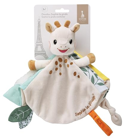 Vulli – Doudou Sophie La Girafe – Doudou Plat Multitexture pour Bébé 0 Mois+ – avec Attache Sucette – Jouet D’éveil Sensoriel Léger Et Facile À Saisir – Ideé Cadeau Naissance Mixte