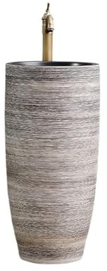 Lavandino a piedistallo Lavandino indipendente in ceramica con piedistallo, rubinetto e kit di scarico, for bagno, balcone esterno