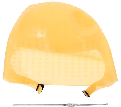 OSALADI Gorro de Silicona para Teñir Cabello Aguja de Gancho, Tapa para Mechas en Salón y Uso Doméstico, Color Marrón, Herramienta Profesional para Resaltar y Colorear el Cabello